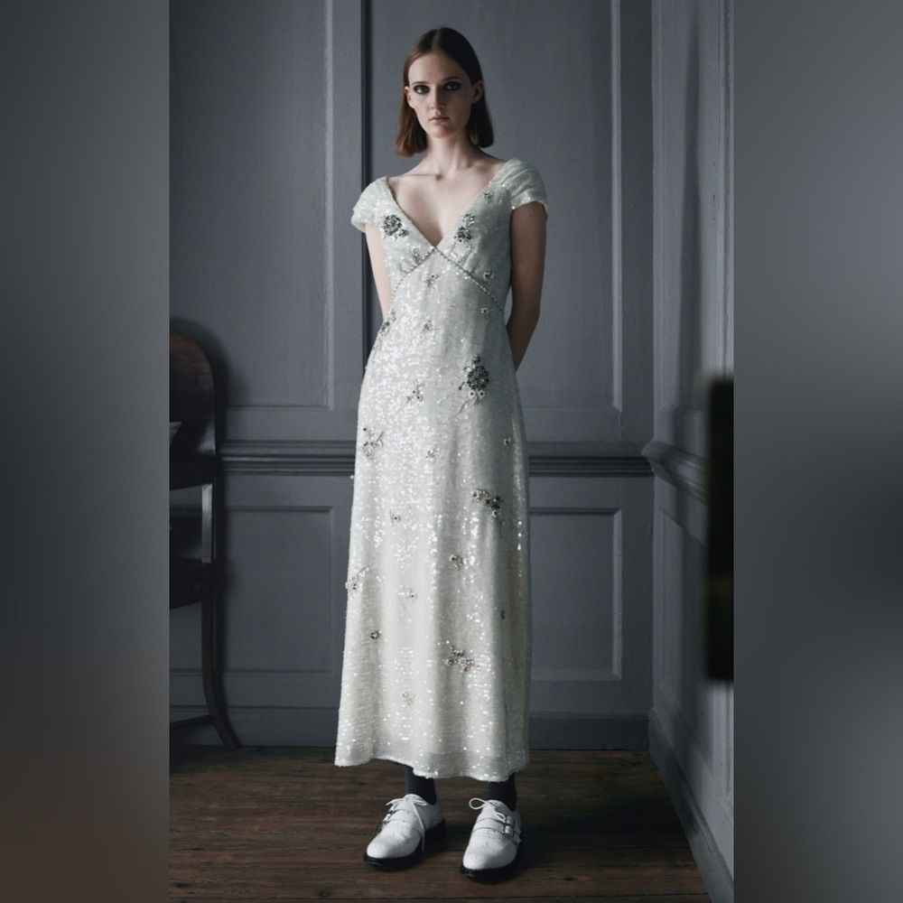 Erdem Mint Green Sequin & Embellished Dress